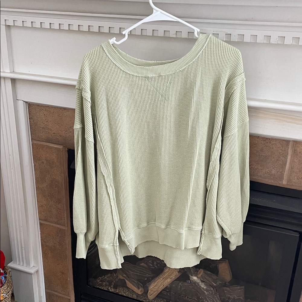 American Eagle Outfitters Sage Waffle Knit Top